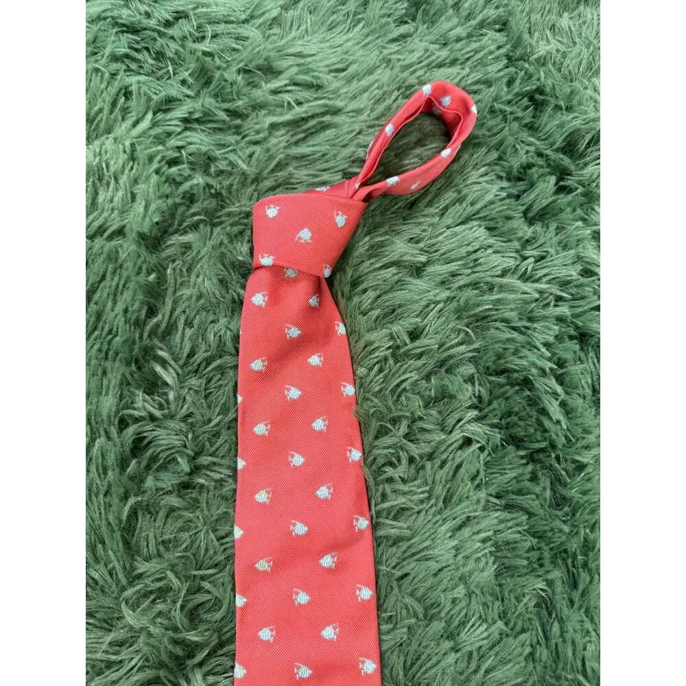 Lilly Pulitzer Vintage Style Coral Fish Print Silk Necktie Men's Tie